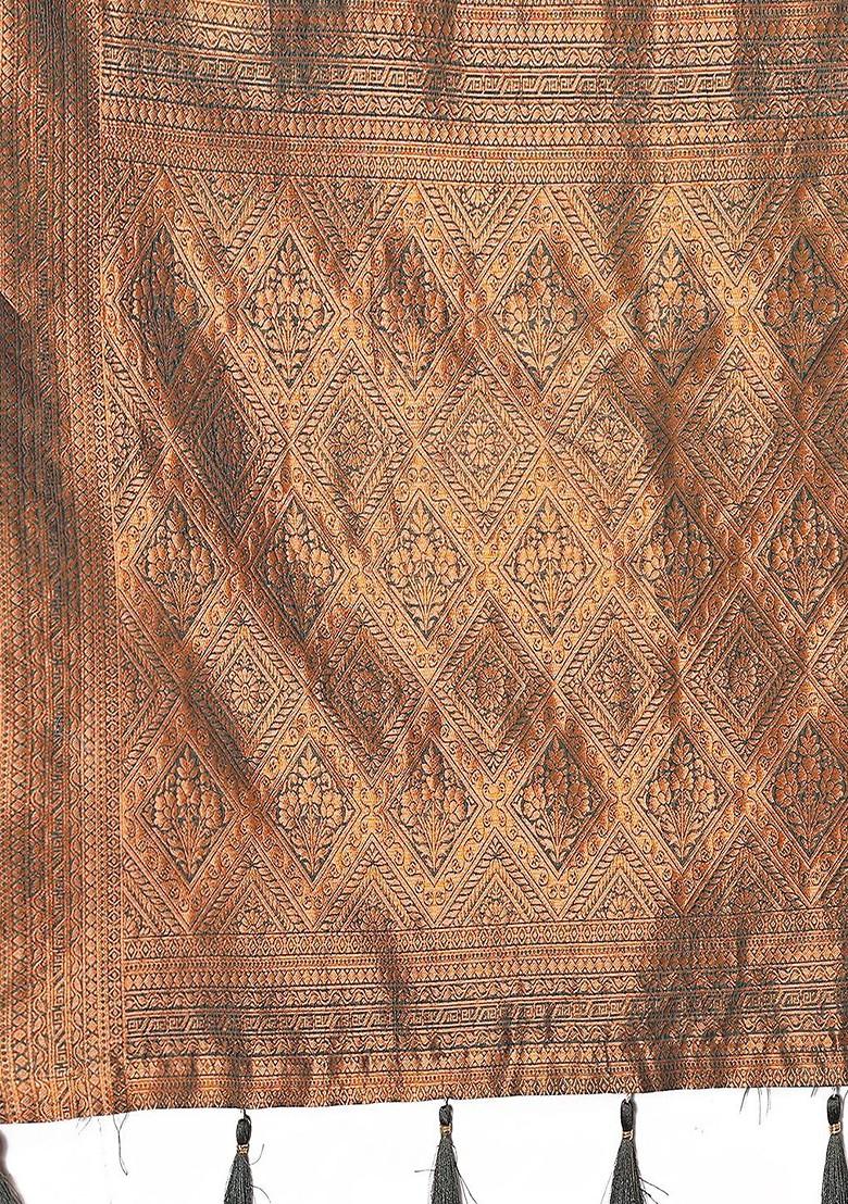 Maroon Ethnic Motifs Woven Zari Banarasi Saree Set