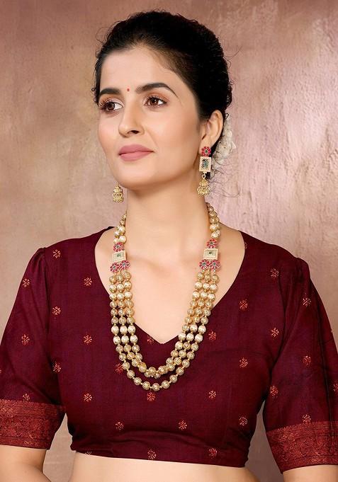 Green Ethnic Motifs Woven Zari Banarasi Saree Set