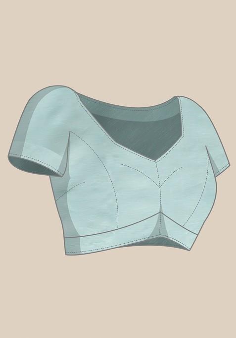 Sea Green Sea Green Embellished Organza Saree Set