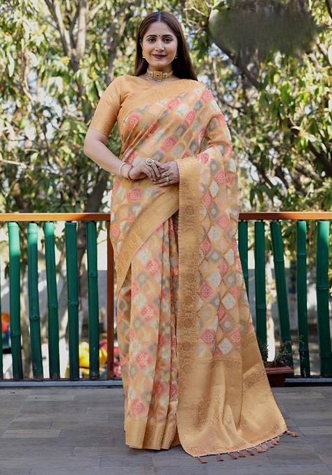 Yellow Pure Silk Saree Set