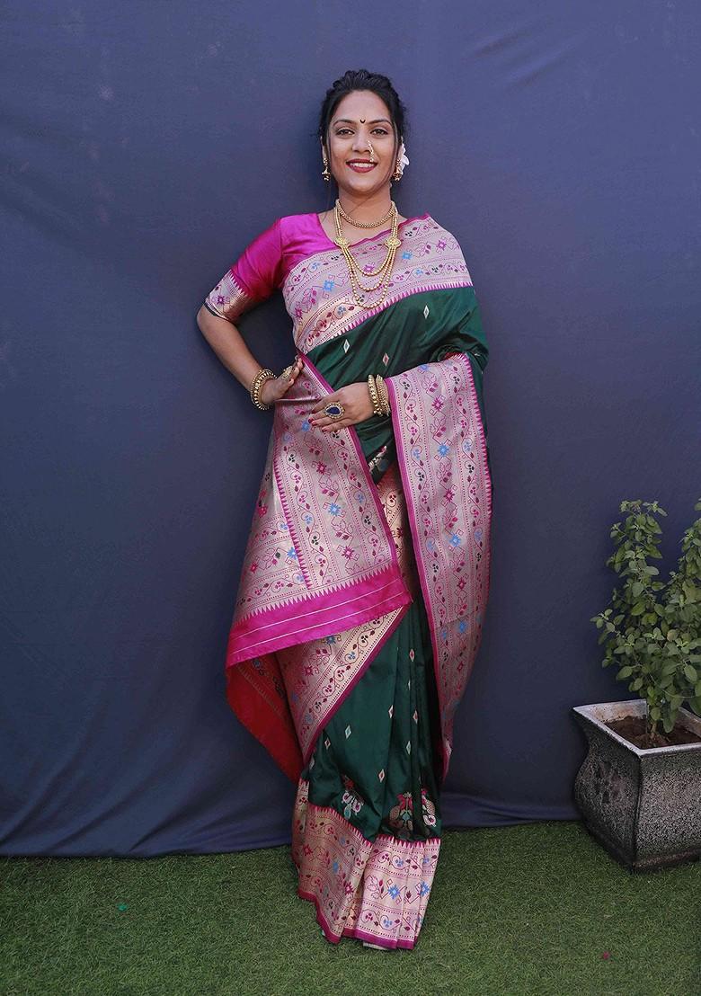 Green Woven Pure Banarasi Silk Saree Set