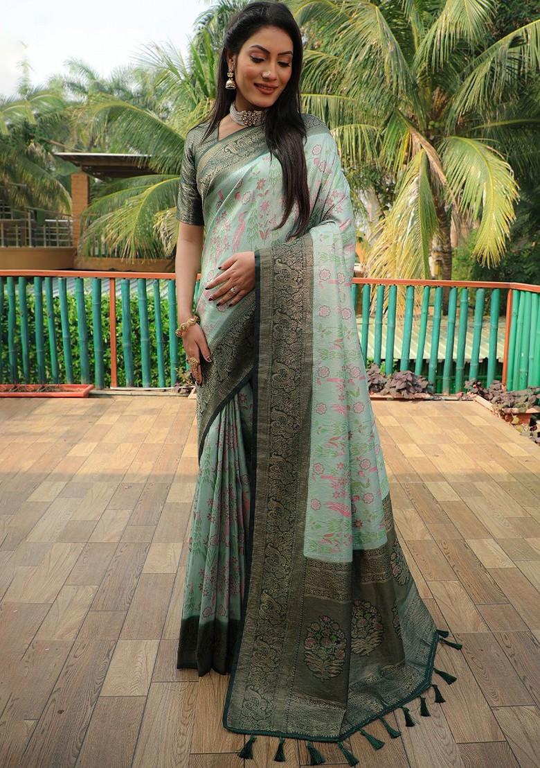 Green Woven Pure Kanjeevaram Silk Saree Set