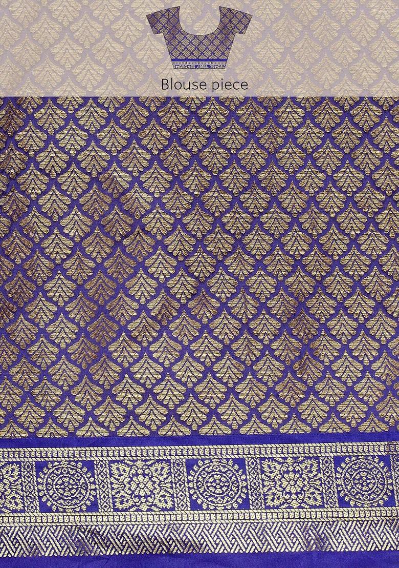 Orange Woven Zari Pure Banarasi Silk Saree Set