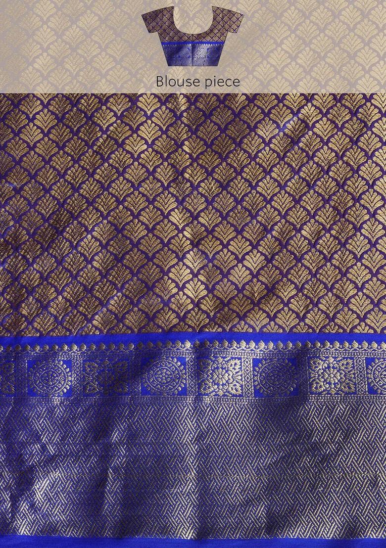 Red Ethnic Motifs Woven Zari Pure Banarasi Silk Saree Set