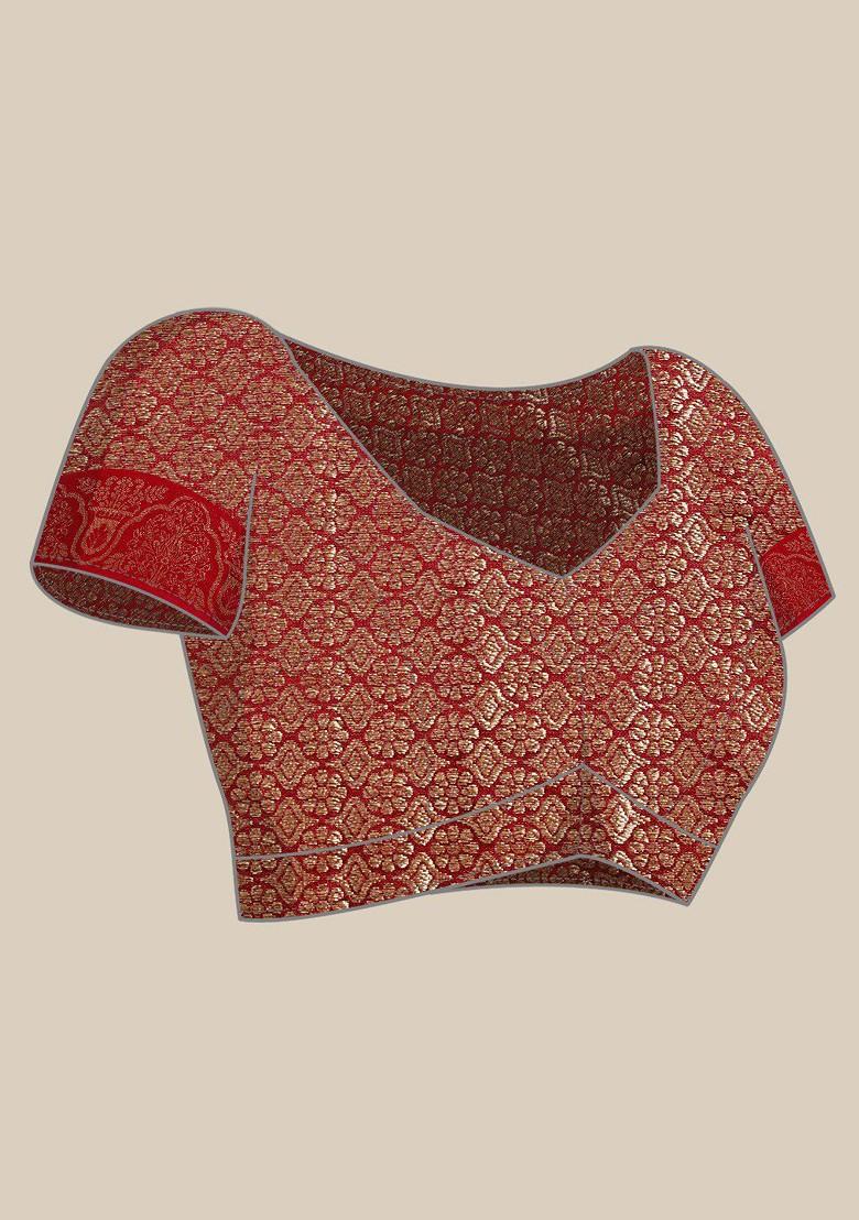 Blue Ethnic Motifs Woven Zari Pure Banarasi Silk Saree Set - Indya