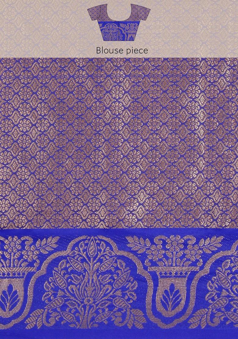 Pink Ethnic Motifs Woven Zari Pure Banarasi Silk Saree Set