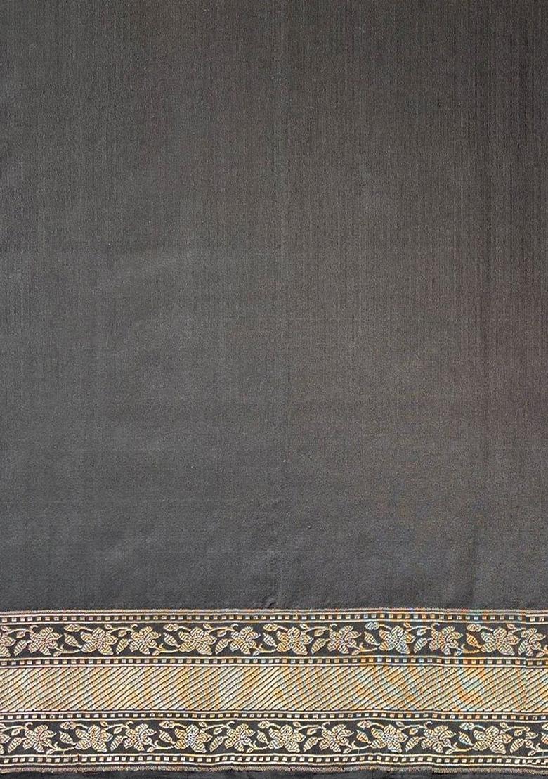 Black Jacquard Banarasi Soft Silk Saree Set