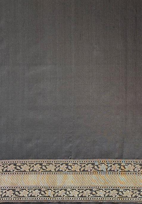 Black Jacquard Banarasi Soft Silk Saree Set