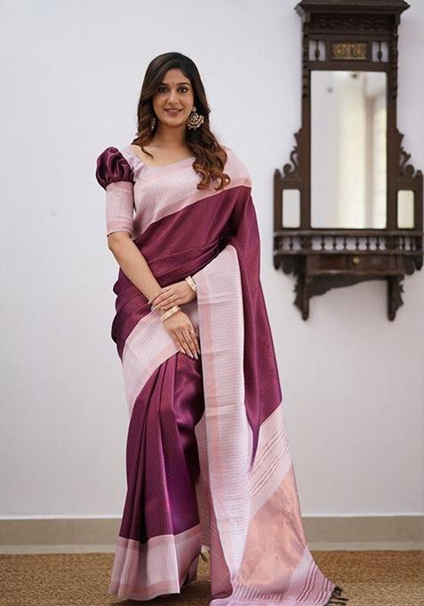 Multicolour Jacquard Banarasi Silk Saree Set