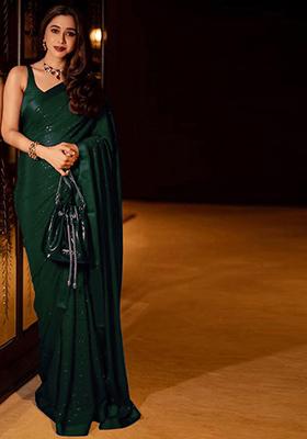 Green Sequin Embroidered Georgette Saree Set