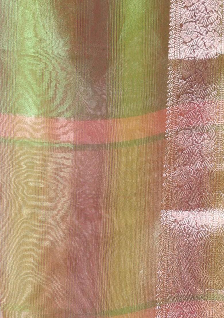 Green Zari Tissue Saree Set