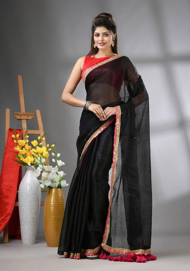 Black Gota Patti Tissue Saree Set