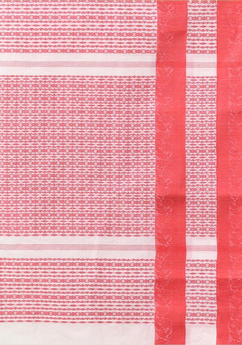 Off White Ethnic Motifs Cotton Saree Set