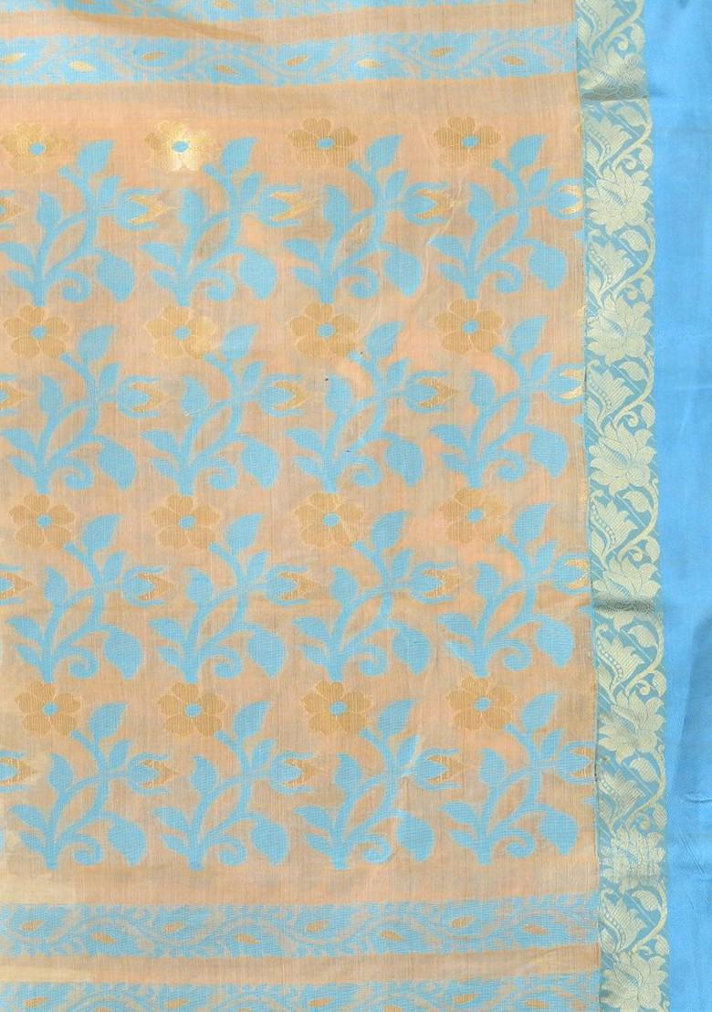 Beige Ethnic Motifs Tussar Silk Saree Set