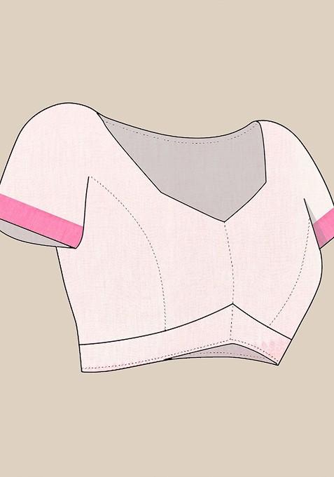 Off White Solid Cotton Saree Set