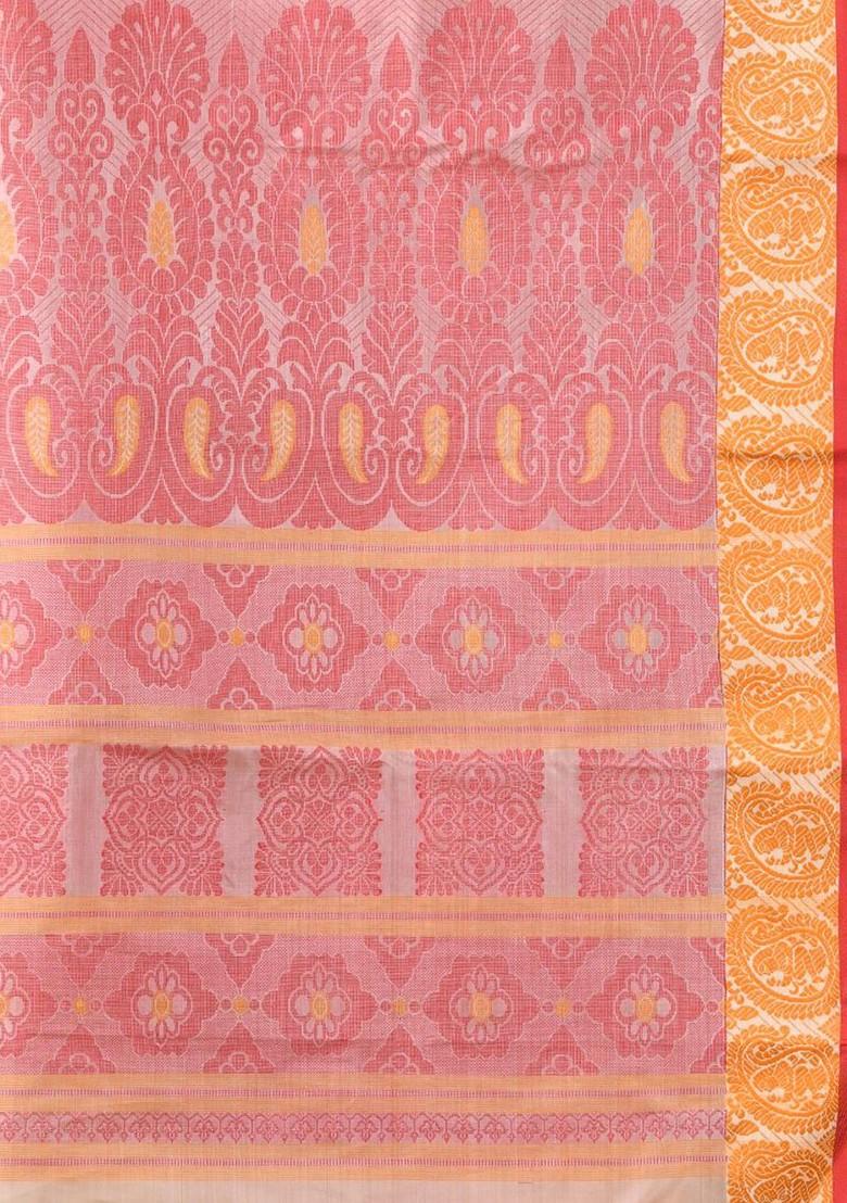 Beige Ethnic Motifs Tussar Silk Saree Set