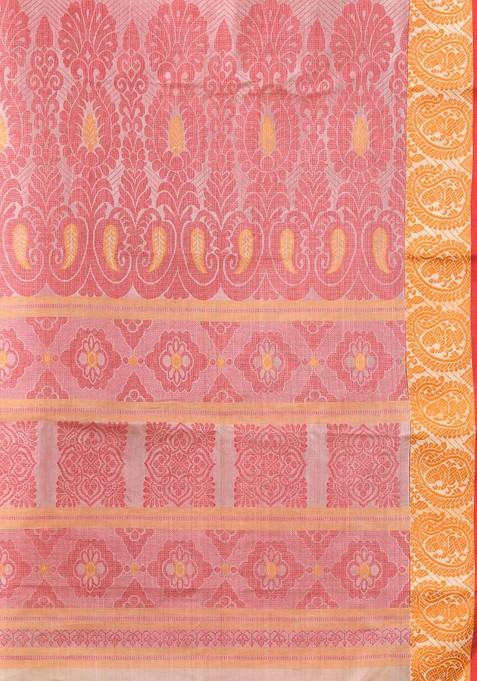 Beige Ethnic Motifs Tussar Silk Saree Set