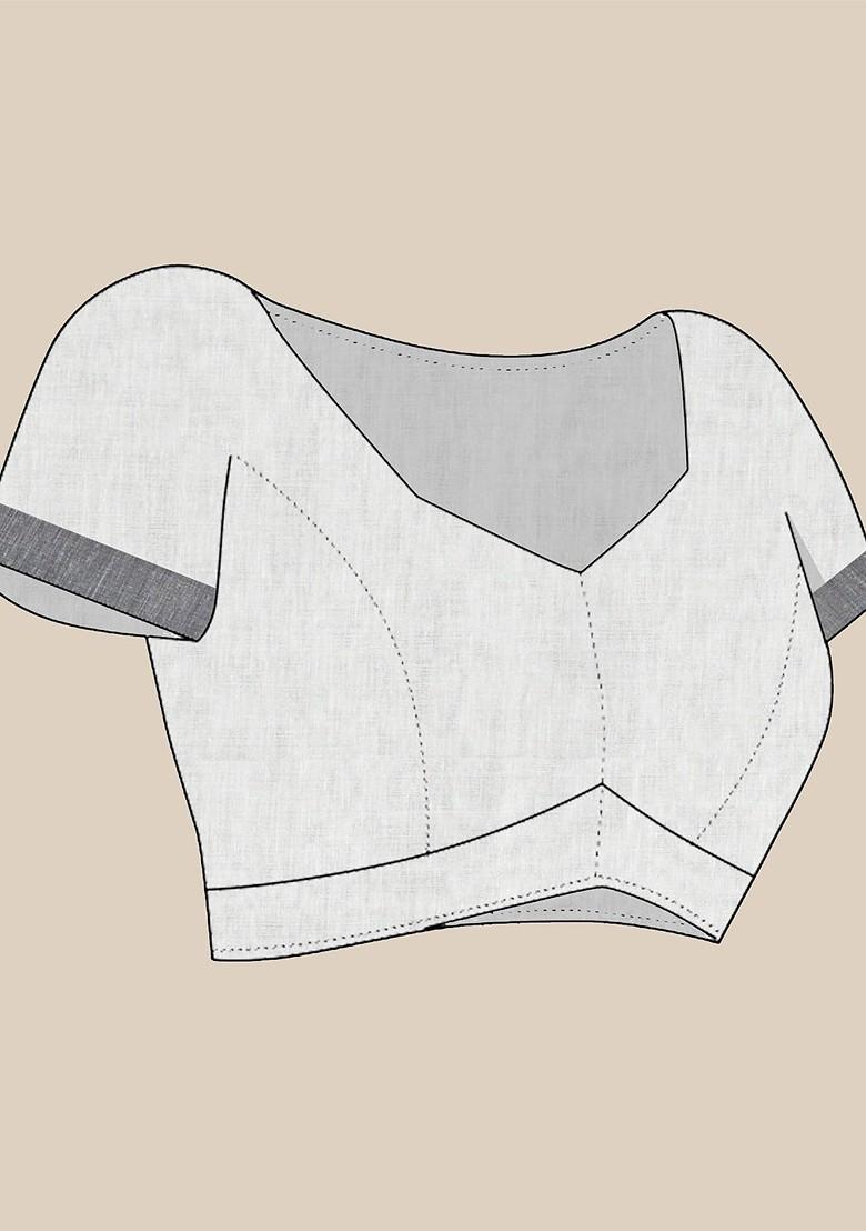 Off White Solid Cotton Saree Set