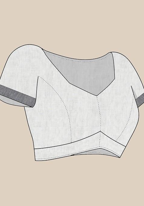 Off White Solid Cotton Saree Set