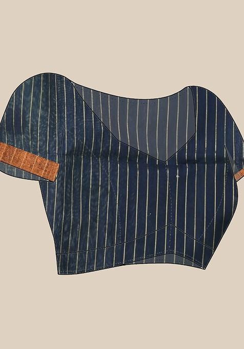 Green Ethnic Motifs Cotton Blend Saree Set