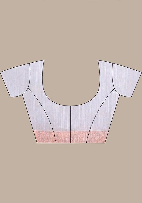 Beige Ethnic Motifs Cotton Blend Saree Set