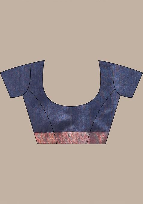 Grey Ethnic Motifs Cotton Blend Saree Set