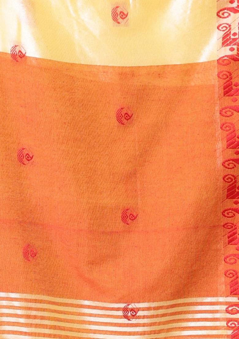 Yellow Ethnic Motifs Cotton Saree Set