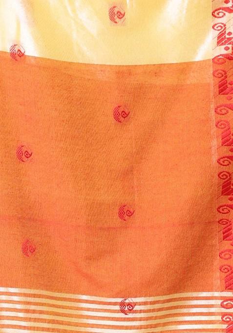 Yellow Ethnic Motifs Cotton Saree Set