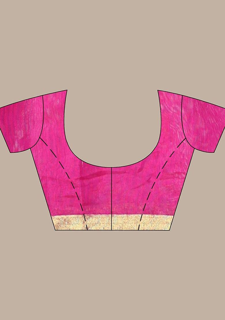 Purple Ethnic Motifs Cotton Blend Saree Set