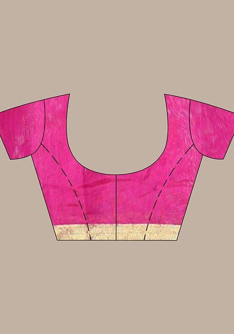 Purple Ethnic Motifs Cotton Blend Saree Set