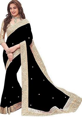 Blue Lace Work Vichitra Silk Saree Set