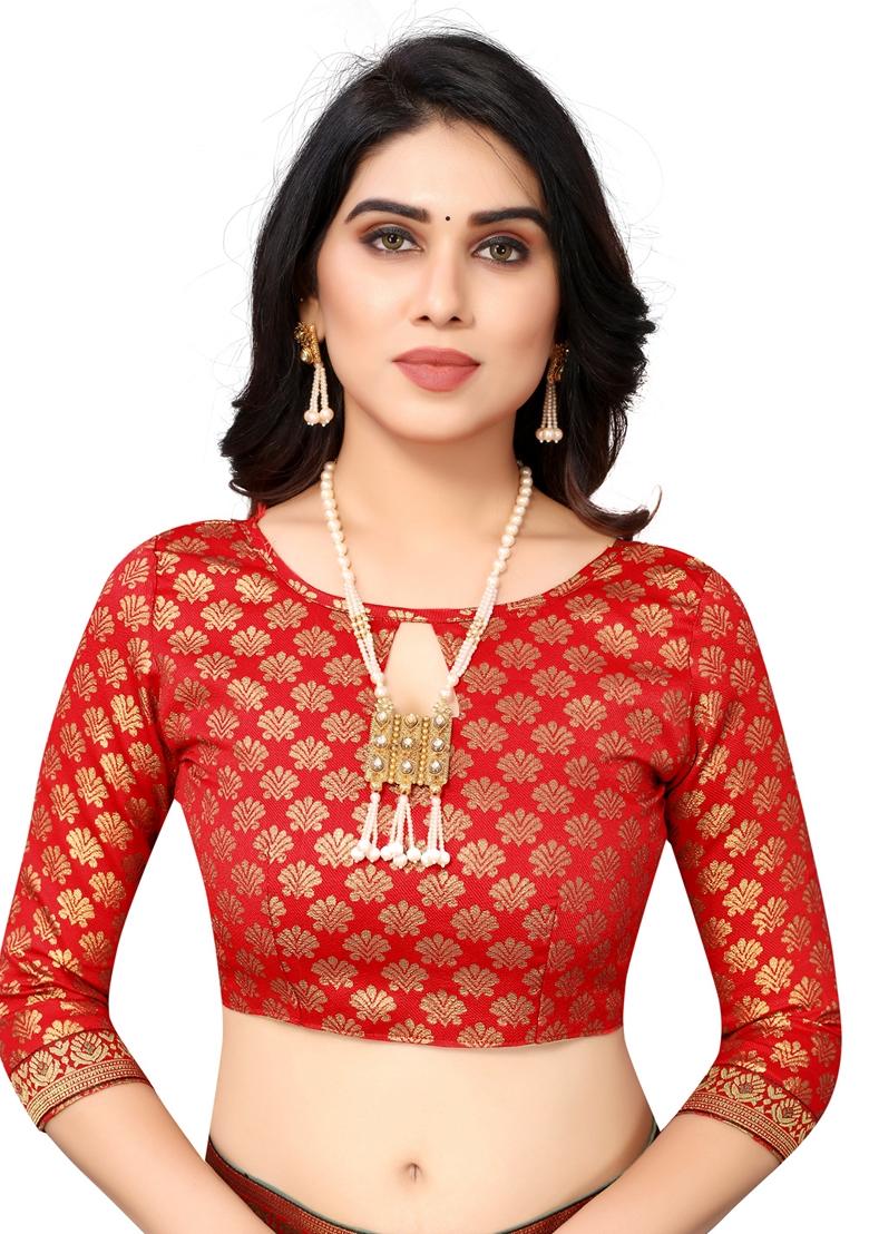 White Lace Work Vichitra Silk Saree Set