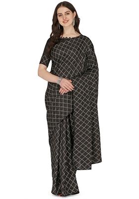 Black Sequin Embroidered Dora Silk Saree Set