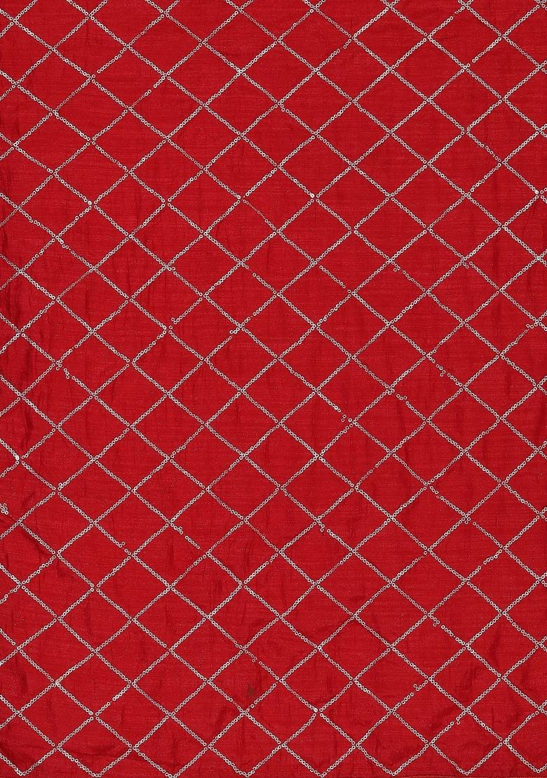 Red Sequin Embroidered Dora Silk Saree Set