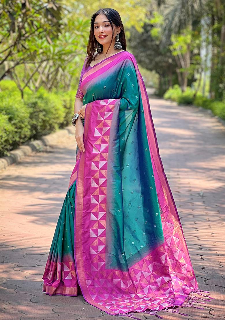 Green Zari Woven Soft Silk Saree Set