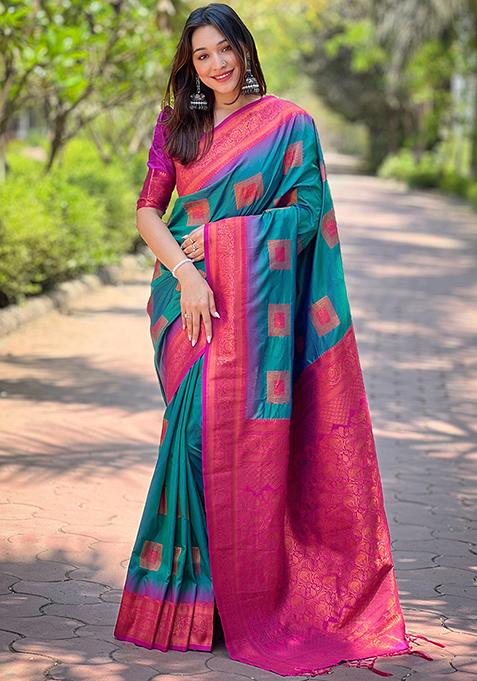 Green Zari Woven Soft Silk Saree Set
