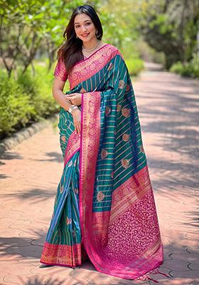 Green Zari Woven Soft Silk Saree Set