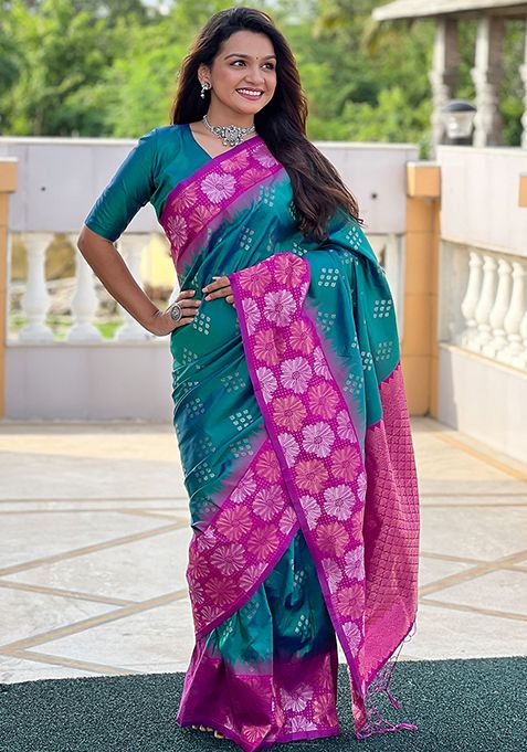 Green Zari Woven Soft Silk Saree Set