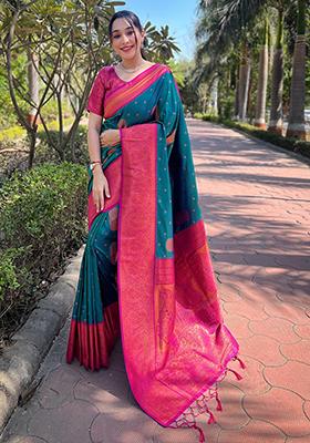 Green Zari Woven Soft Silk Saree Set