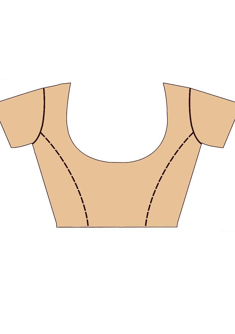 Blue Printed Woven Poly Blend Saree Set