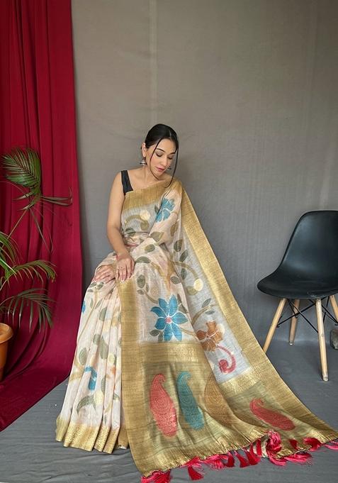 Chanderi Digital Print Saree main image 1