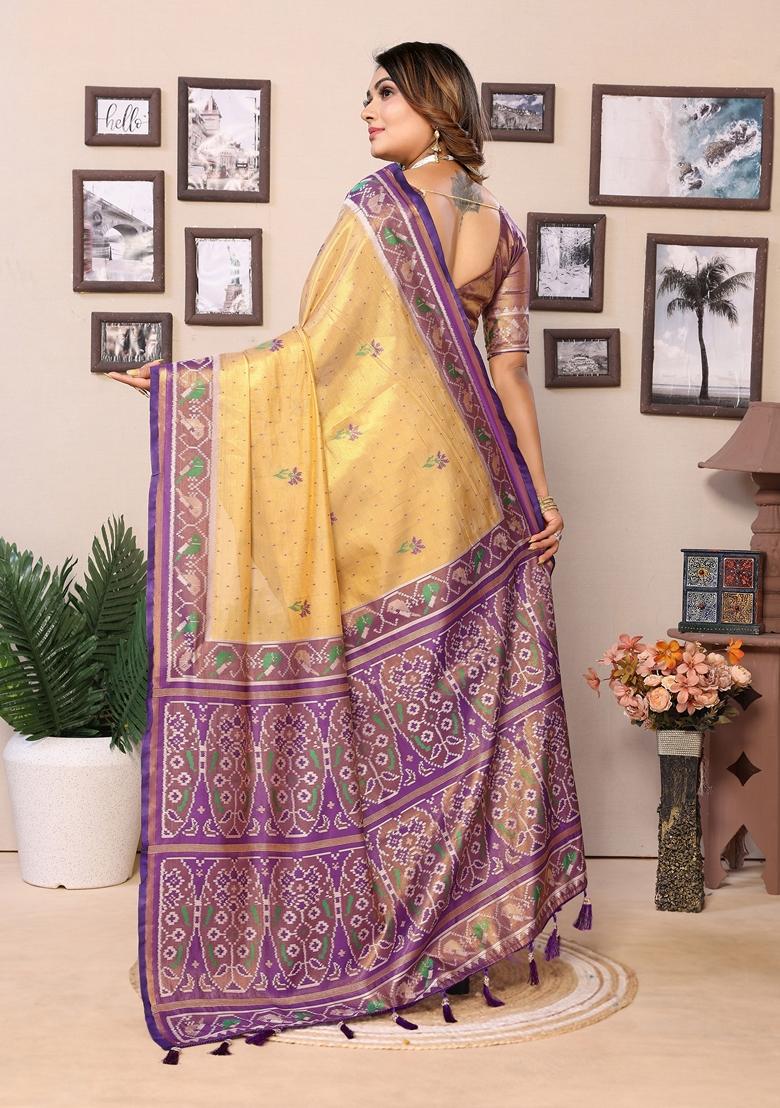 Golden Woven Tissue Silk Saree Set