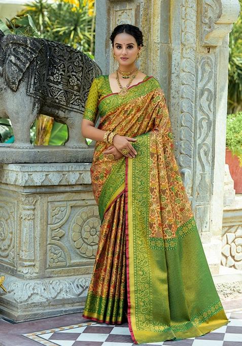 Green Zari Woven Kanjivaram Saree Set