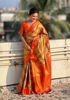Red Zari Woven Silk Saree Set