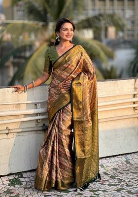 Green Zari Woven Silk Saree Set