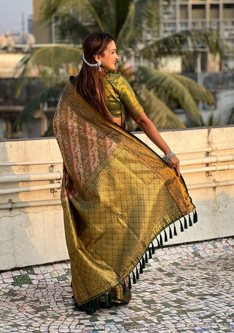 Green Zari Woven Silk Saree Set