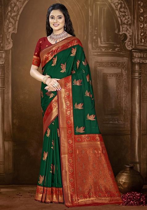 Green Jacquard Silk Saree Set