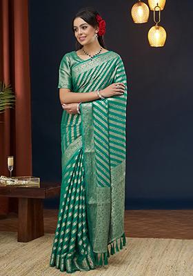 Aqua Blue Leheriya Print Georgette Saree Set