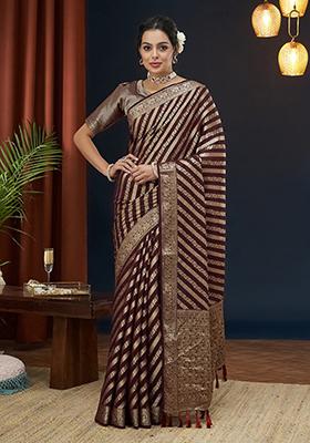 Maroon Leheriya Print Georgette Saree Set