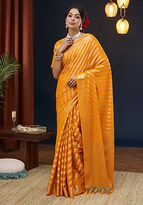 Yellow Leheriya Print Georgette Saree Set